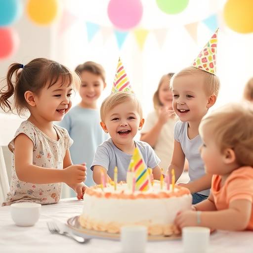 Crianäas brincando alegremente em uma festa de aniversário.