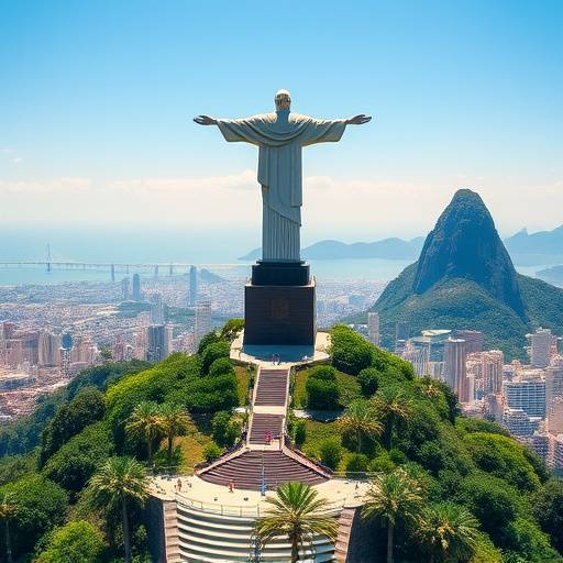 Paisagem deslumbrante do Rio de Janeiro com o Cristo Redentor ao fundo.